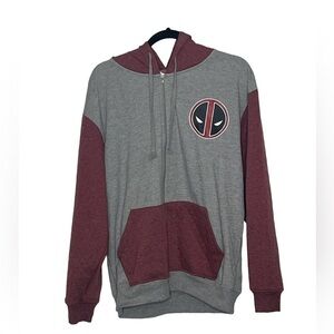 Marvel Deadpool Zip Up Hooded Jacket Sz Large